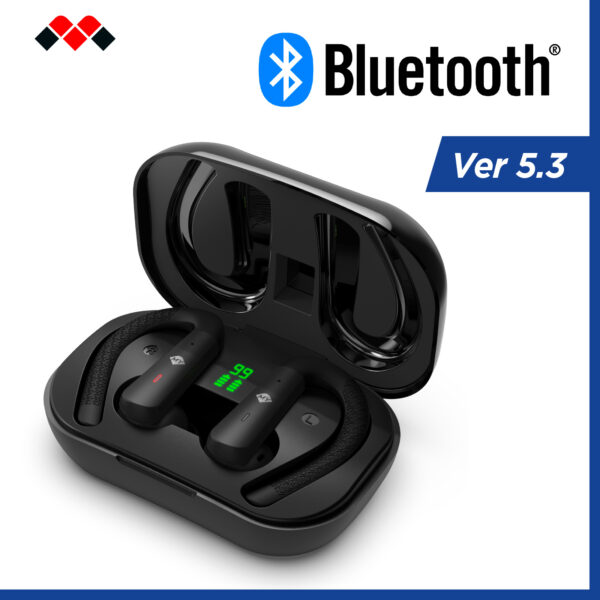 Meliconi MYSOUND TRUE FIT PLUS - Auricolari True Wireless Bluetooth 5.3 Nero, Ideale Per Lo Sport, Touch Control, Case Di Ricarica Con Led, Batteria 32 Ore