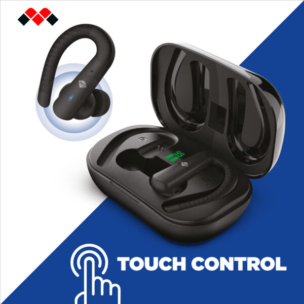 Meliconi MYSOUND TRUE FIT PLUS - Auricolari True Wireless Bluetooth 5.3 Nero, Ideale Per Lo Sport, Touch Control, Case Di Ricarica Con Led, Batteria 32 Ore